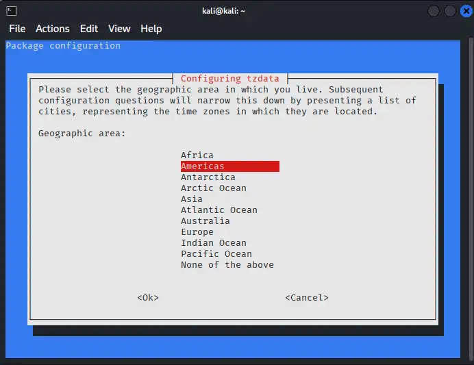 Configuring tzdata