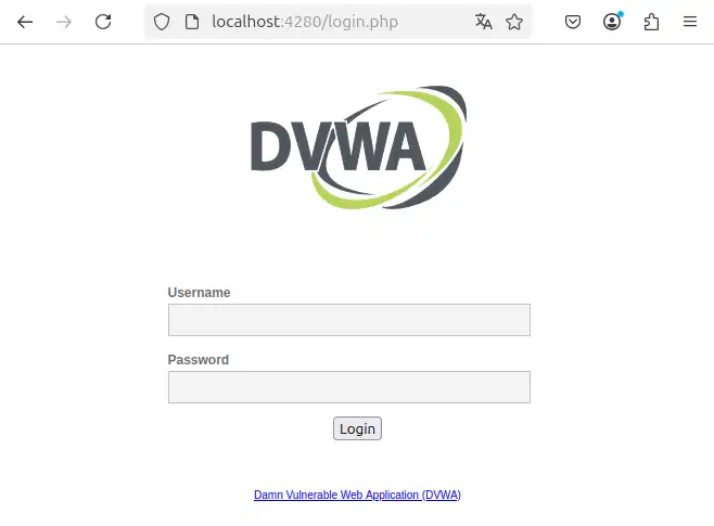 ブラウザからDVWAのトップページを開く