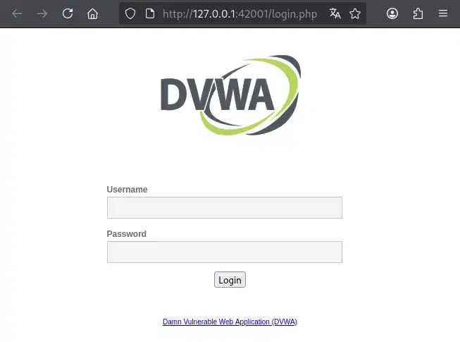DVWAのログイン画面