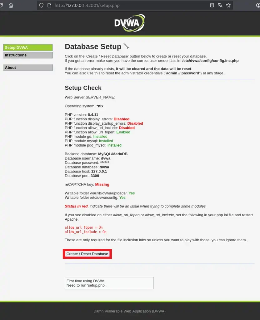 データベースを作成する