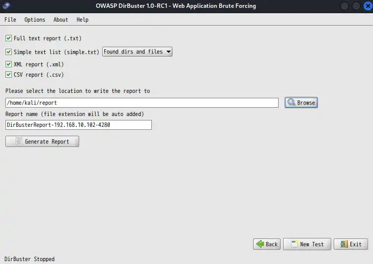 レポート出力画面