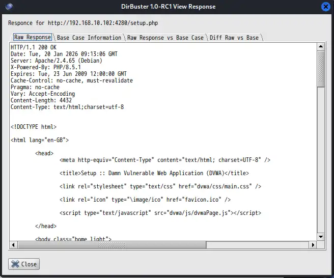 HTTPレスポンスの表示画面