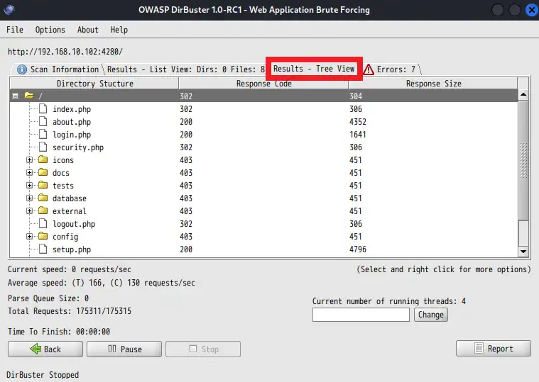 スキャン結果（Results - Tree Viewタブ）