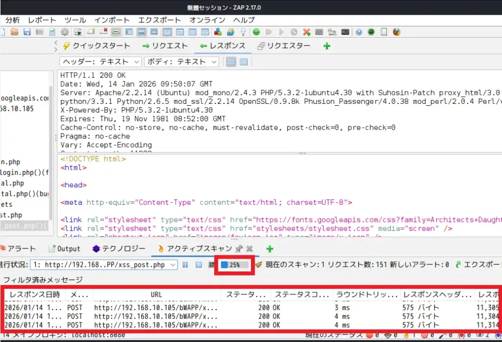 アクティブスキャンの進捗率（全体）