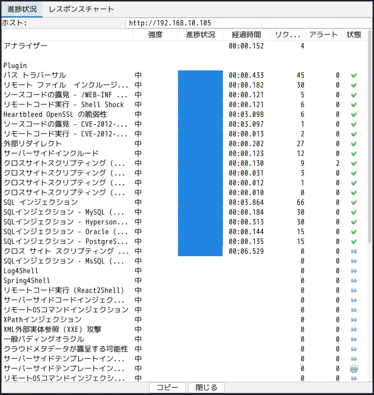 アクティブスキャンの進捗率（詳細）