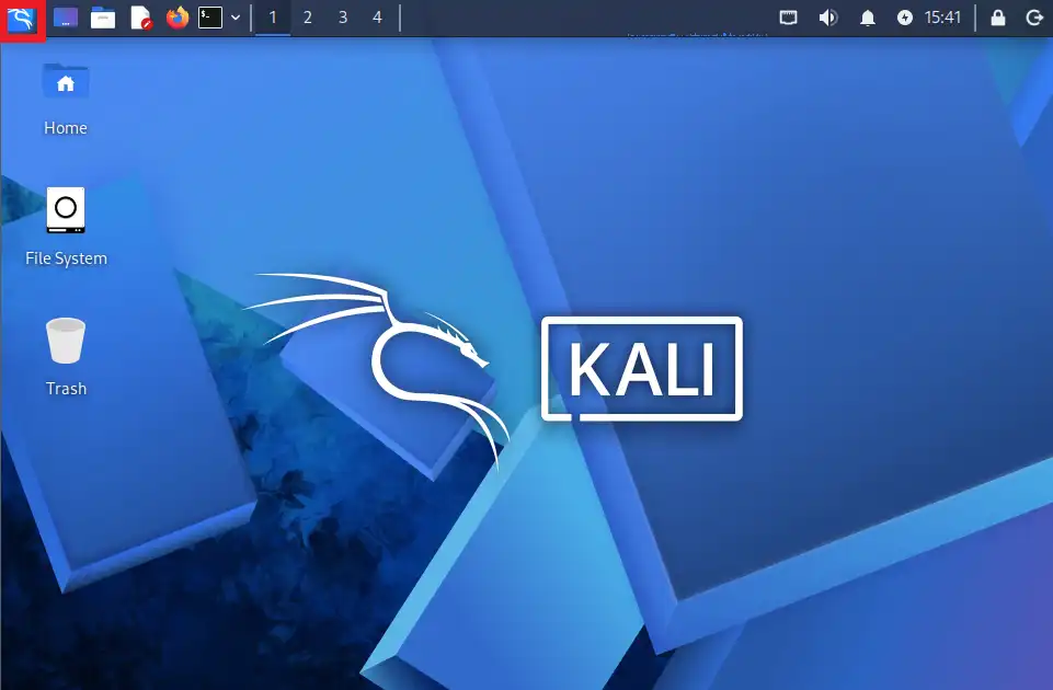 Kali Linuxのアプリケーションメニューを開く