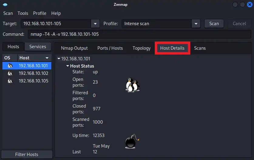 Host Details（ホスト情報）タブ